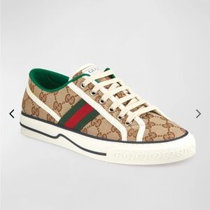 Gucci Tan Monogram Canvas Sneakers AUTHENTIC